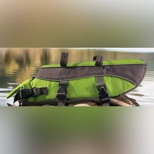 Frisco Ripstop Dog Life Jacket Vest Sz M Up to 55Lbs Lime Gray Water Boat EUC
